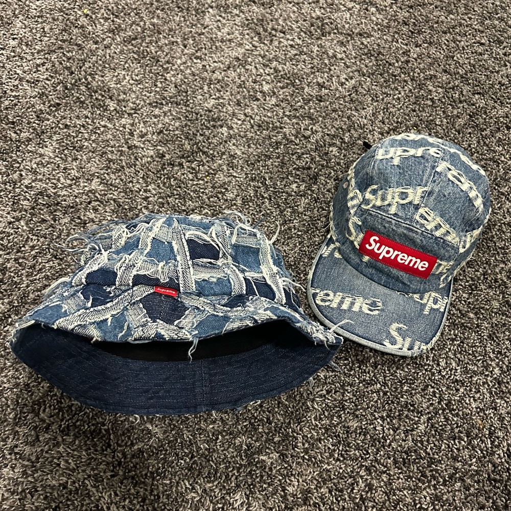 ***Supreme denim Frayed Hats*** (two in one bundle)